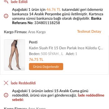 Trendyol İadede Eksik Yatan Ücret
