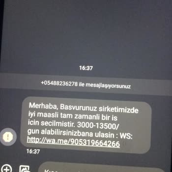 0548 823 62 78 Mesaj Yoluyla Gelen Şüpheli İşlem Uyarısı