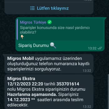 Migros Kargo Yapılmama Ve Müşteri Hizmetleri Muhatap Bulamama
