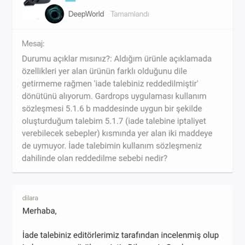 Gardrops, Kendi İade Şartnamesine Uymuyor