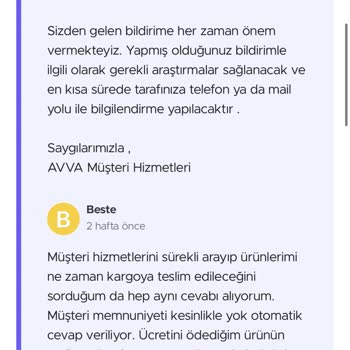 Avva Giyim Online Alışveriş Sitesinde Yaşanan Gecikme Ve Mağduriyet