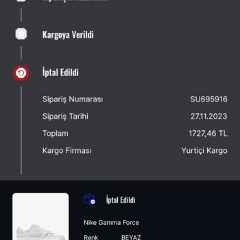 Sneaks Up Sipariş İptal Etmesi