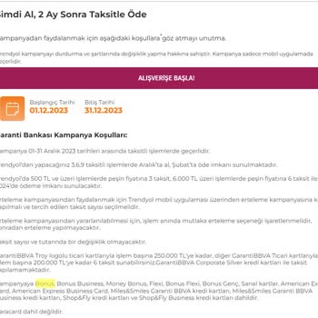 Trendyol "Şimdi Al, 2 Ay Sonra Taksitle Öde! " Kampanyası İle İlgili Sorun