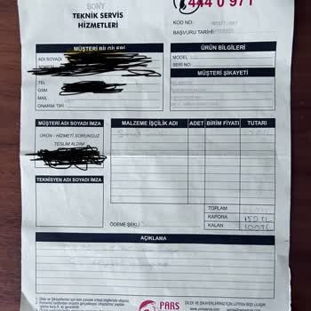 Pars Servis (444 09 71) Yetkiliyim Diyen Sony Servisi Yalanı