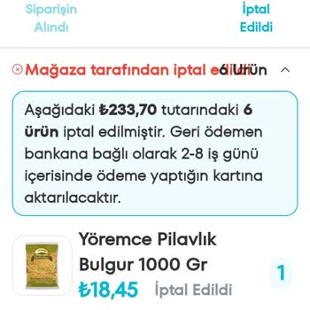 A101 Siparişimin Gecikmesi Ve Mağaza Tarafından İptal Edilmesi