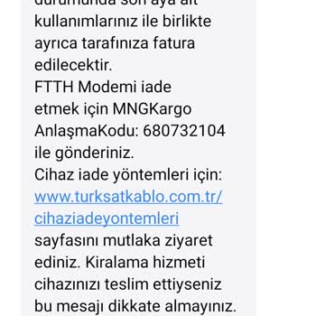 Kablo Net İade Edilen Cihaz Adına Fatura Çıkarılması