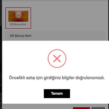 Passolig GS Bonus Passo Doğrulama Hatası