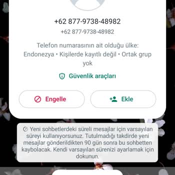 WhatsApp Bilinmeyen Numara Mesajı