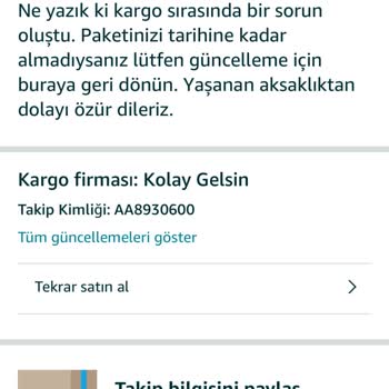 Amazon Kargodaki Siparişim İptal Edildi