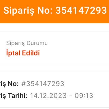 Migros Teslim Edilmeyip İptal Edilen Sipariş
