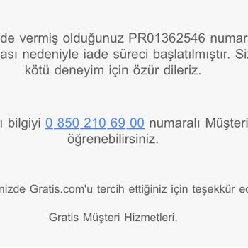 Gratis Siparişim Hazırlanırken Hasar Aldığı İçin İptal Ediyor