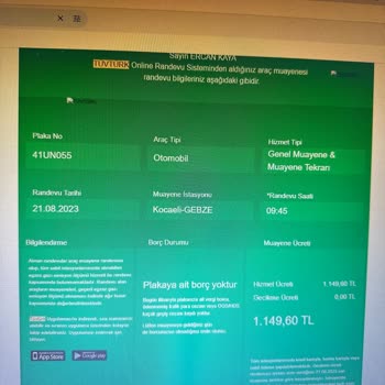 TÜVTÜRK Geçersiz Muayene Yanlış Sistem