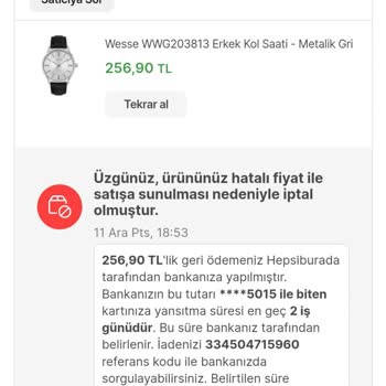 Hepsiburada Ve Saat & Saat Yanıltıcı Kampanya Ve Satış İptali