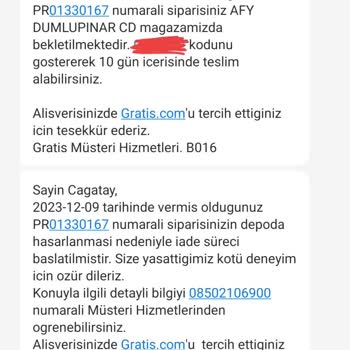 Gratis Habersiz Ürün İadesi