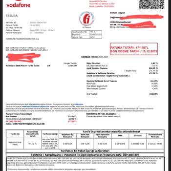 Vodafone Faturalandırma Hakkında Şikayet