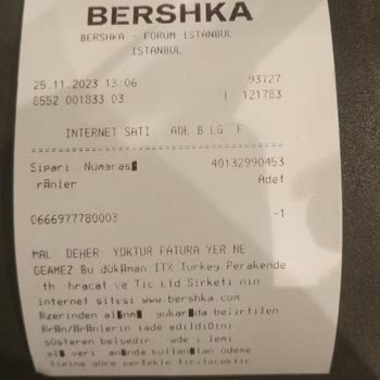 Bershka Ücret İadesi Yapmıyor