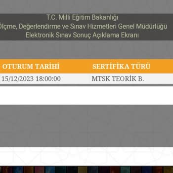 MEB Ehliyet Sınav Sonuç Kağıdımı Görmek İstiyorum