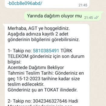 AGT Kurye (aynigunteslim.com) Tokat'ta Kargo Gecikmesi Çilesi!