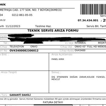 Onvo Televizyon Hasarlı Geldi A101 Den...!