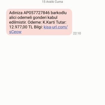Kisaurl.com.tr Tanımadığım Numara Dan Kargo Mesajı Bir De Alici Ödemeli
