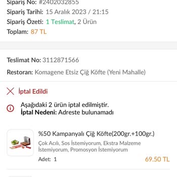 Trendyol Yemek Hem Yemeğimizi Getirmedi Hem De Paramızı İade Etmedi