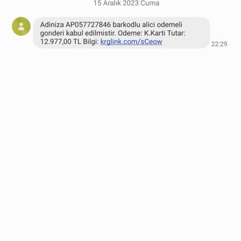 PTT Kargo Bilgim Dahilinde Olmayan Kargo Ve Ödeme Ücreti.