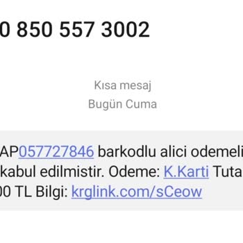 0850 557 30 02 Numarasından SMS