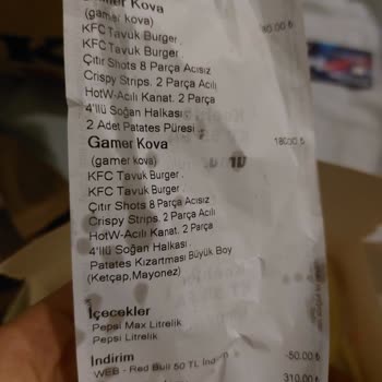 KFC Eksik Ürün Gönderimi