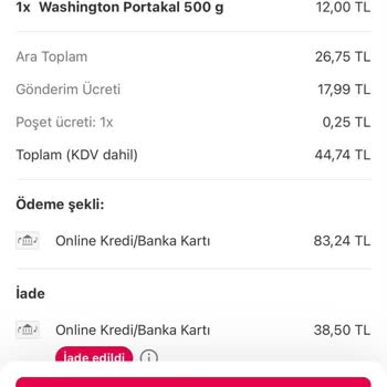 Yemeksepeti Mahalle Yemeksepeti İademi Eksik Yatırdı.!