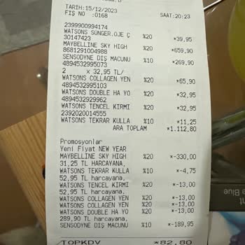 Watsons Etiket Ve Fişteki Fiyatlar Uyuşmuyor