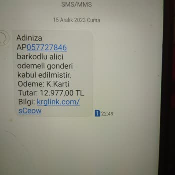 PTT Kargo Tarafıma Gelen Mesajı Kabul Etmiyorum