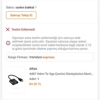 Trendyol Express Kargom Elime Geçmediği Halde İade Süreci Başlattı