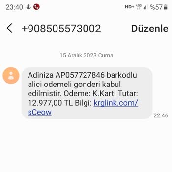 PTT Kargo Usulsüz Kargo Mesajı