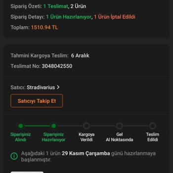 Trendyol Stradivarius Siparişimdeki Ürünün İptali Ve Siparişin Gecikme
