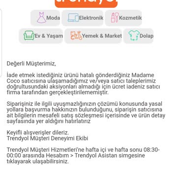 Trendyol Madame Coco İade Ürün Şikayet Var