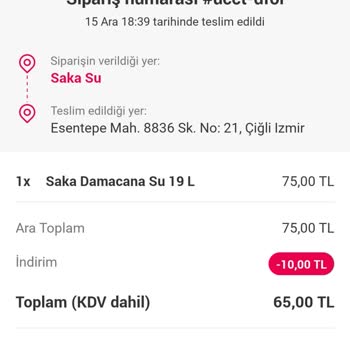 Yemeksepeti Market Su Siparişimin Teslim Edilmemesi