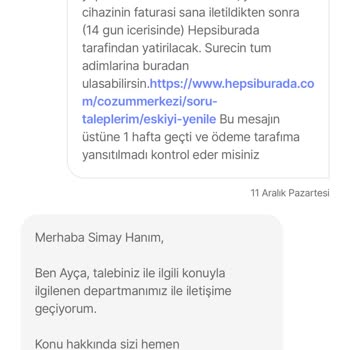 Hepsiburada Eskiyi Yenile Ücreti Yatmıyor