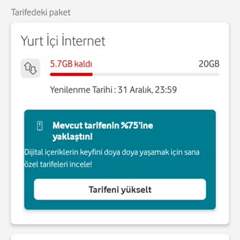 Vodafone Ek Paket Ücreti