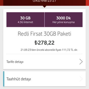 Vodafone Fatura Ücreti Artış
