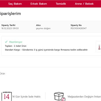 Rossmann İnternet Mağazasında İade Seçeneğinin Bulunmaması