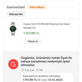 Hepsiburada Ürün Sipariş Kendiliğinden İptal
