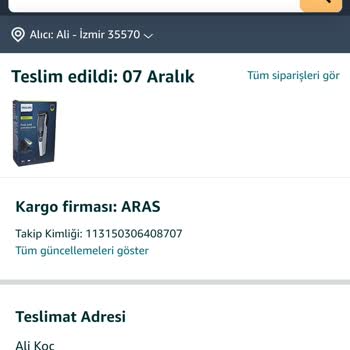 Amazon Alışverişi (Philips Tıraş Makinesi)