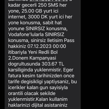 Vodafone Tarife Değiştirmeme İzin Verilmedi