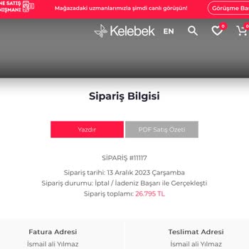 Kelebek Mobilya Habersiz Satış İptali