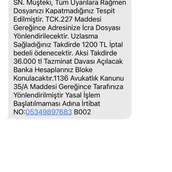 SASMAZDNS (SMS) Haksız İcra Tehdidi Ve Mağduriyet