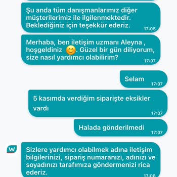 Watsons Eksik Ürün Gönderilmemesi