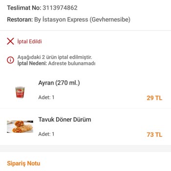 Trendyol GO Siparişimi İptal Etti Ve Para İadesini Yapmadı