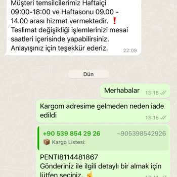 Kargoist Tarafıma İletilmeden İade Edilen Kargo