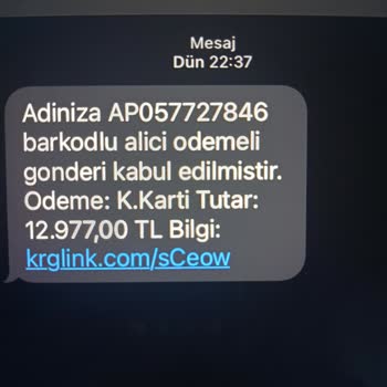 PTT Kargo Bilgim Dışı Mesaj Ve Ödeme İşlemi!
