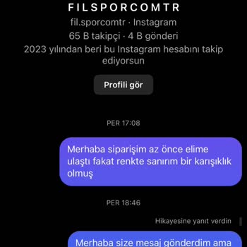 Filsporcomtr Yanlış Renk Ürün / Muhatap Bulamama